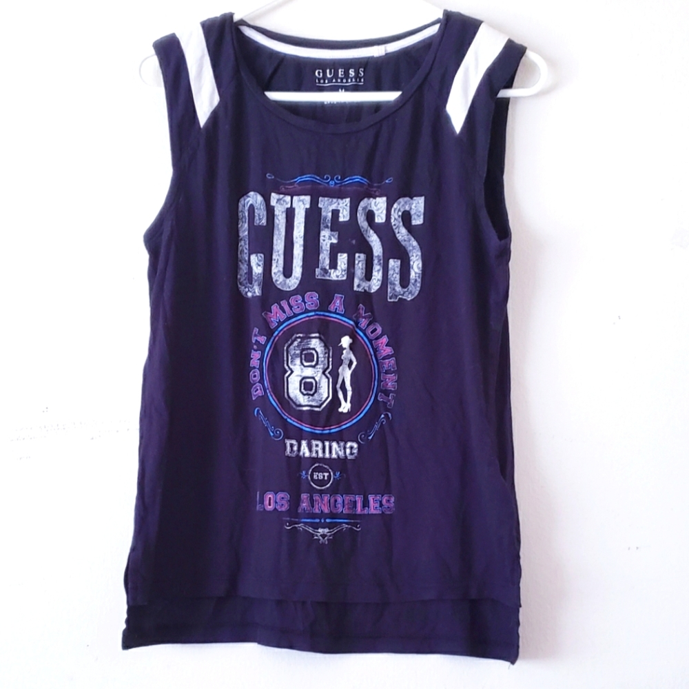 Guess Womens Los Angeles Navy Tank Top